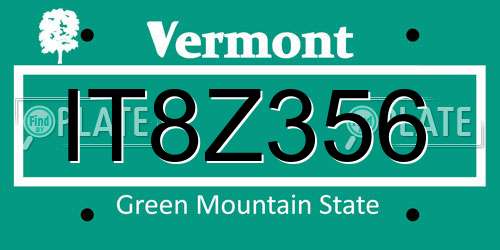 IT8Z356 Vermont License Plate