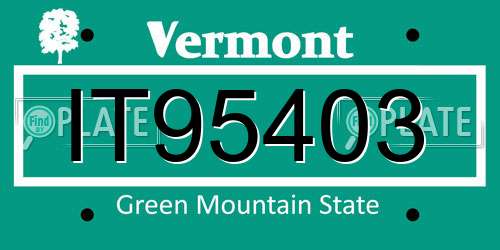 IT95403 Vermont License Plate