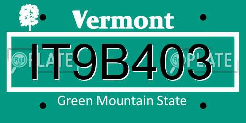IT9B403 Vermont License Plate