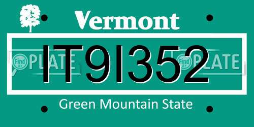 IT9I352 Vermont License Plate