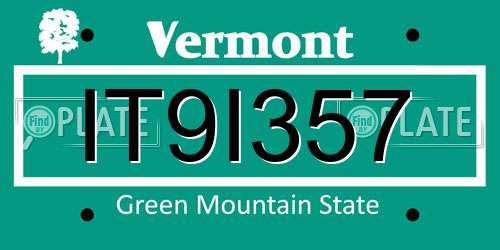 IT9I357 Vermont License Plate