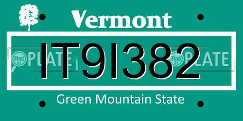 IT9I382 Vermont License Plate