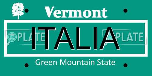 ITALIA Vermont License Plate