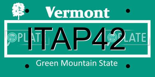 ITAP42 Vermont License Plate