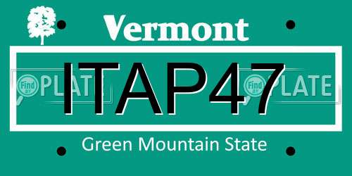 ITAP47 Vermont License Plate