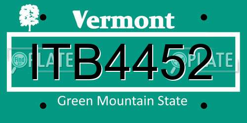 ITB4452 Vermont License Plate