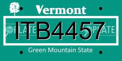 ITB4457 Vermont License Plate