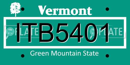 ITB5401 Vermont License Plate