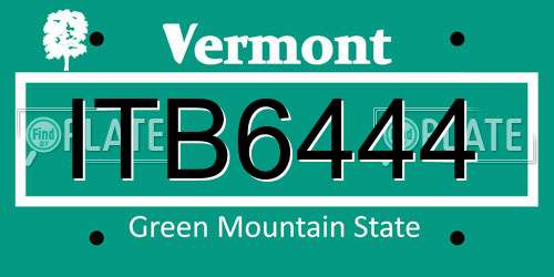 ITB6444 Vermont License Plate
