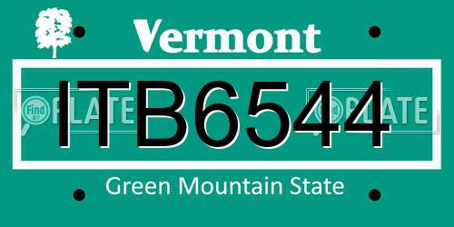 ITB6544 Vermont License Plate