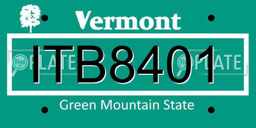 ITB8401 Vermont License Plate