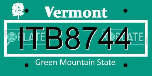 ITB8744 Vermont License Plate