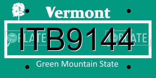 ITB9144 Vermont License Plate