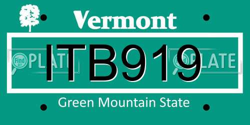 ITB919 Vermont License Plate