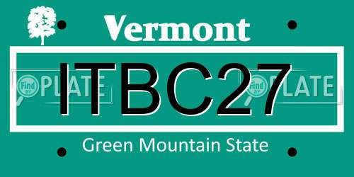 ITBC27 Vermont License Plate
