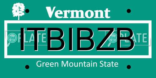 ITBIBZB Vermont License Plate