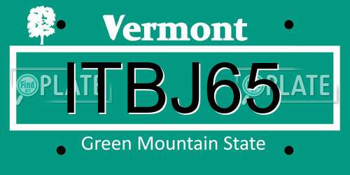 ITBJ65 Vermont License Plate