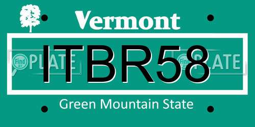 ITBR58 Vermont License Plate