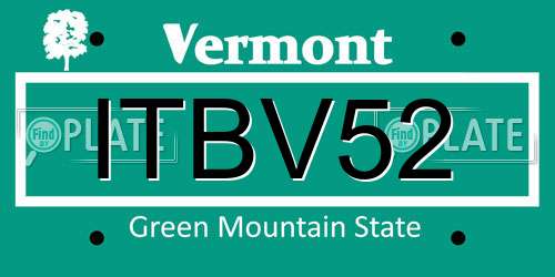 ITBV52 Vermont License Plate