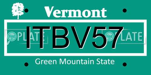ITBV57 Vermont License Plate