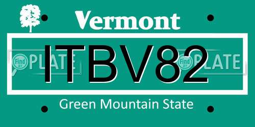 ITBV82 Vermont License Plate