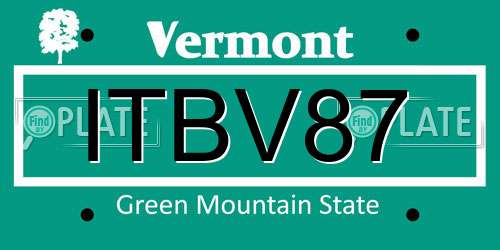 ITBV87 Vermont License Plate