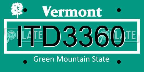 ITD3360 Vermont License Plate