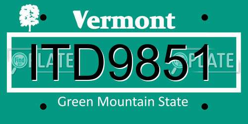 ITD9851 Vermont License Plate