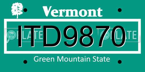 ITD9870 Vermont License Plate