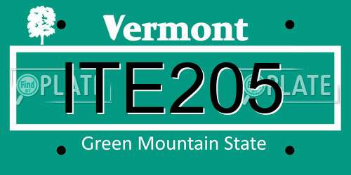 ITE205 Vermont License Plate