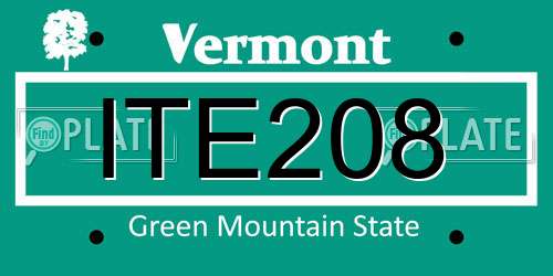 ITE208 Vermont License Plate