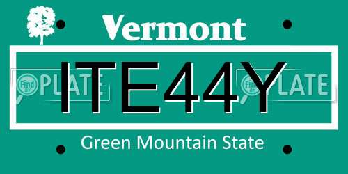 ITE44Y Vermont License Plate