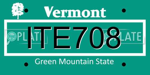 ITE708 Vermont License Plate