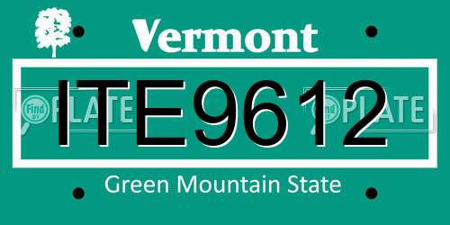ITE9612 Vermont License Plate