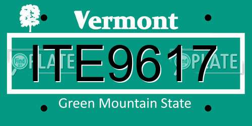 ITE9617 Vermont License Plate