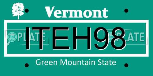 ITEH98 Vermont License Plate