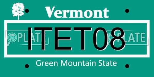 ITET08 Vermont License Plate