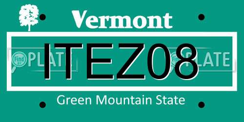 ITEZ08 Vermont License Plate