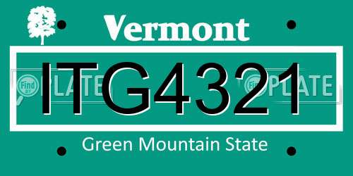 ITG4321 Vermont License Plate