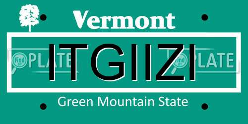 ITGIIZI Vermont License Plate
