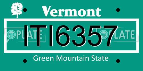 ITI6357 Vermont License Plate