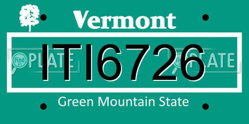 ITI6726 Vermont License Plate