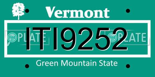 ITI9252 Vermont License Plate