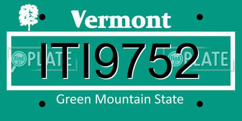 ITI9752 Vermont License Plate