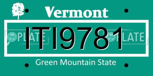 ITI9781 Vermont License Plate