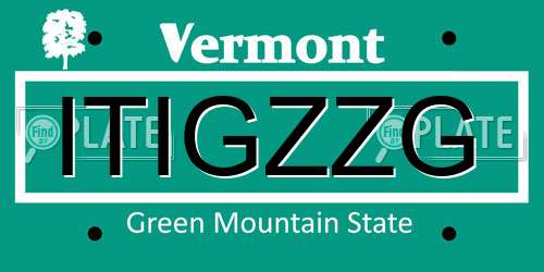 ITIGZZG Vermont License Plate
