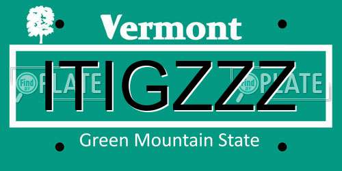 ITIGZZZ Vermont License Plate
