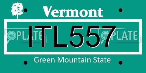 ITL557 Vermont License Plate