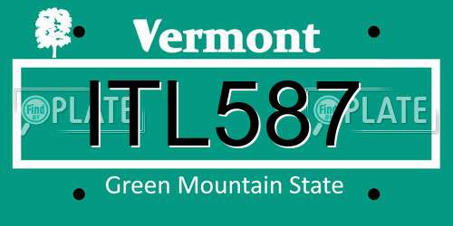 ITL587 Vermont License Plate