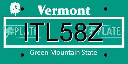 ITL58Z Vermont License Plate
